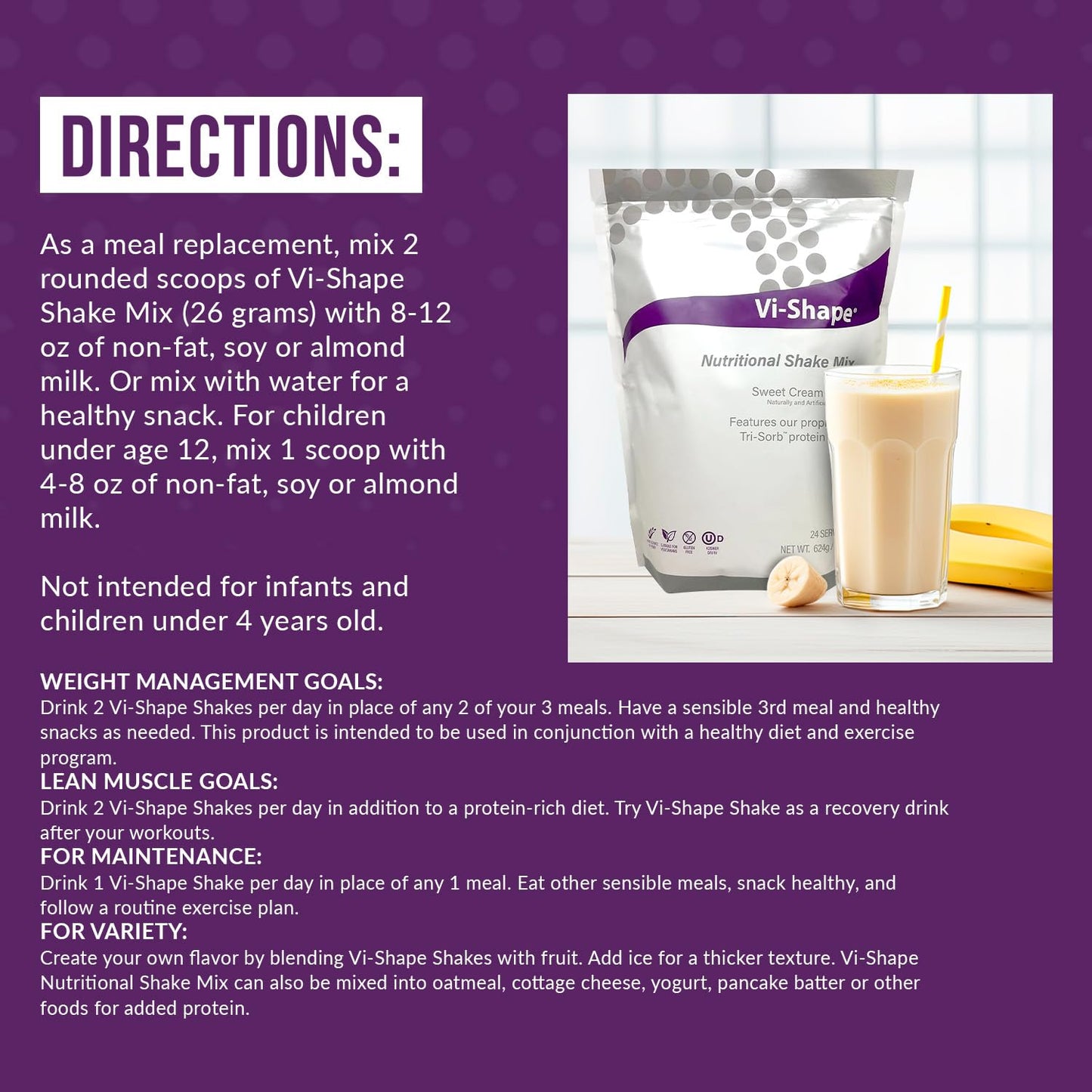 Vi-Shape Banana Bread Electrolyte 1 Shake Pouch (24 Servings) + 1 Box Banana Bread Mix-in (15 Servings) Daily Energy - Enhance Endurance