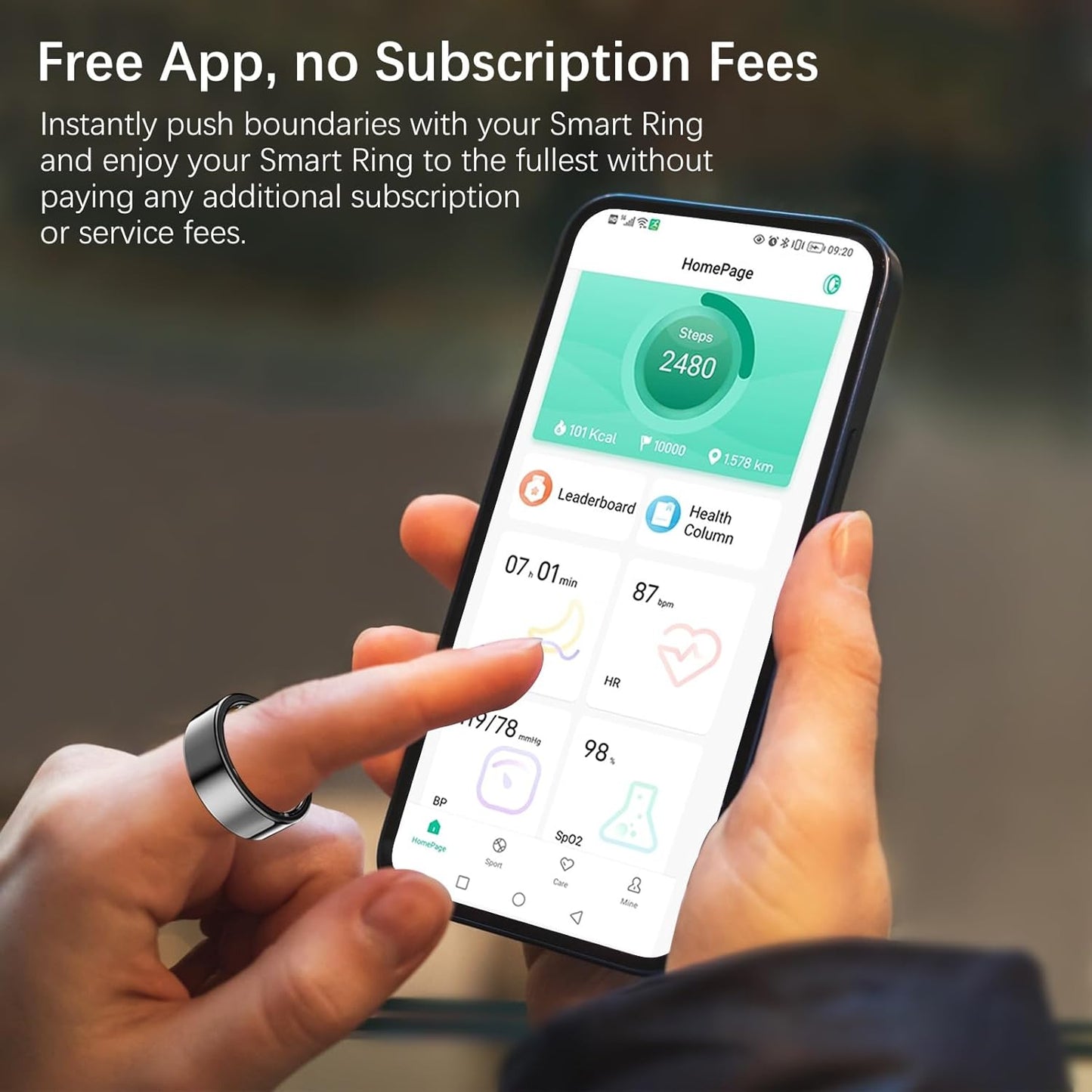 Health Tracker Ring, Smart Health Ring for Women Men with Heart Rate, Blood Oxygen, Sleep Monitor, Steps,Calories, No Subscription Fee, IP68 Waterproof Smart Ring for iPhone & Android (Black, 8#)