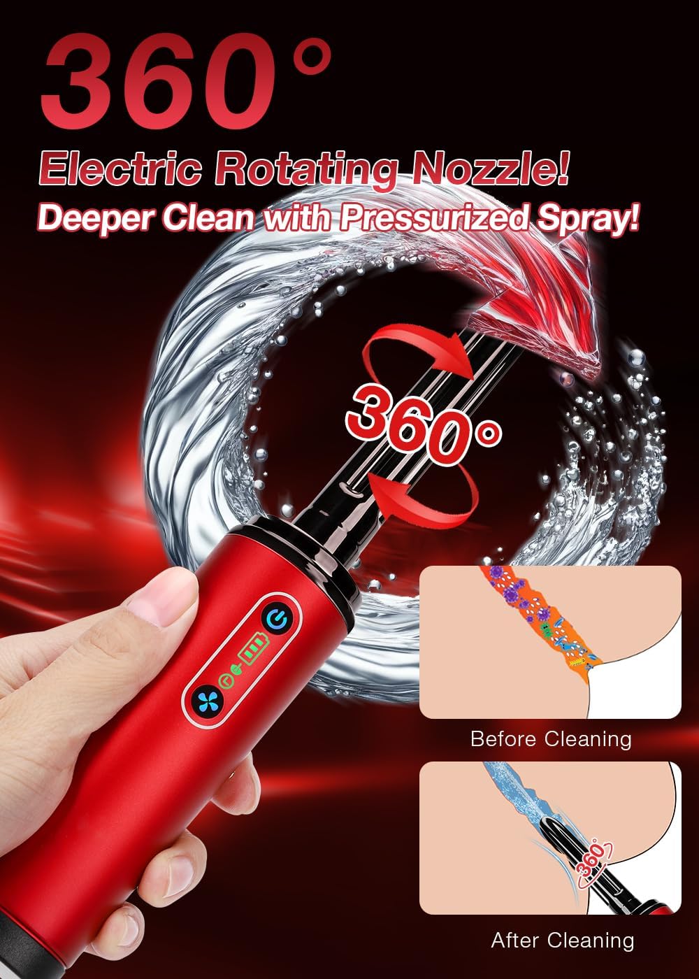 TRAMAN-Enema-Anal-Douche, Enemas-Douches for Men & Women Colon Cleanse, Shower Enema Bulb-Bottles Kit, Electric Rotating Nozzle, Pressure Spray, Two Douching Modes, External Water Supply