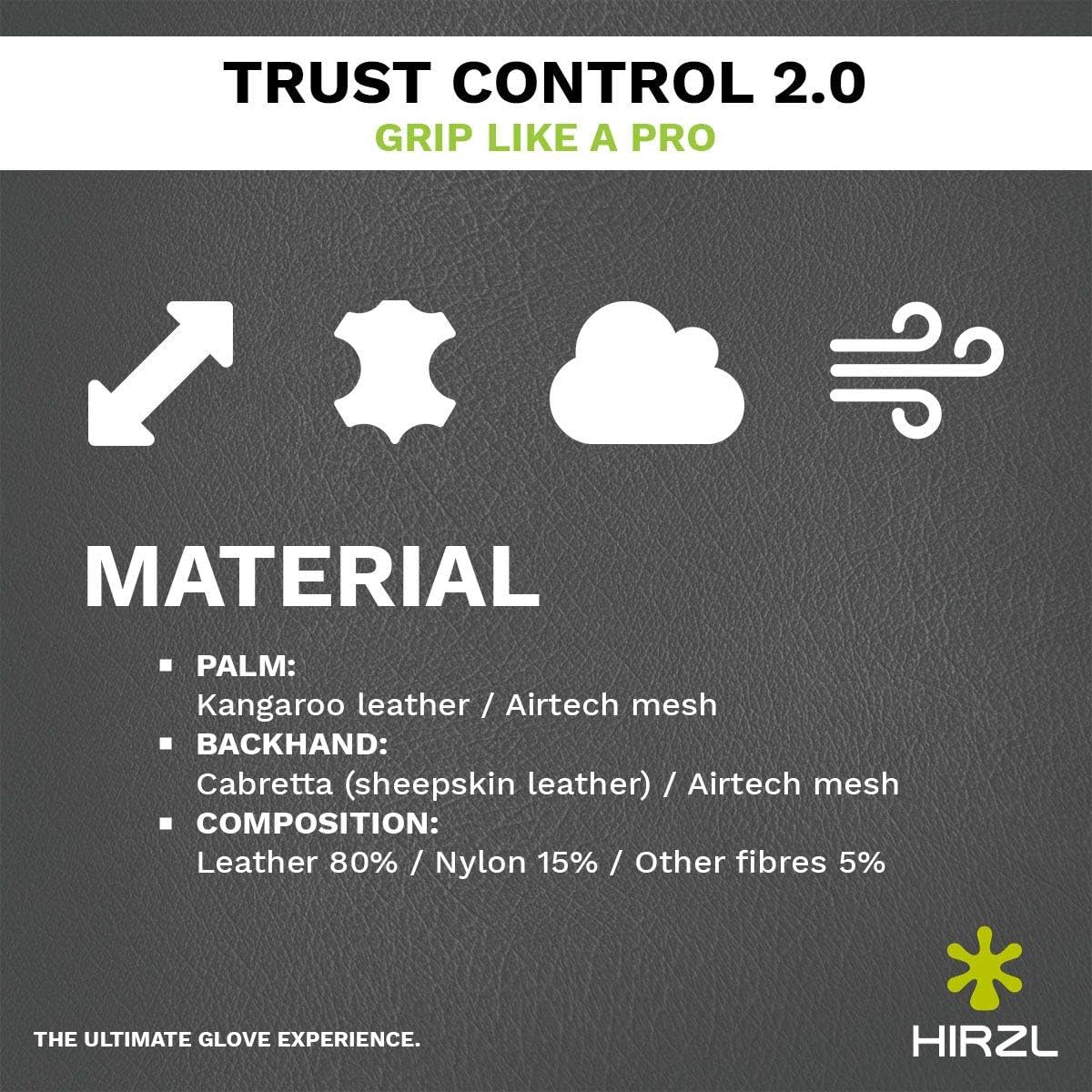 HIRZL Trust Control 2.0 Golf Glove, All Weather Mens Golf Glove, White/Black, Kangaroo Leather Palm, Cabretta Leather Backhand, Trusted by Pro’s, Sweat Free, Ultimate Grip