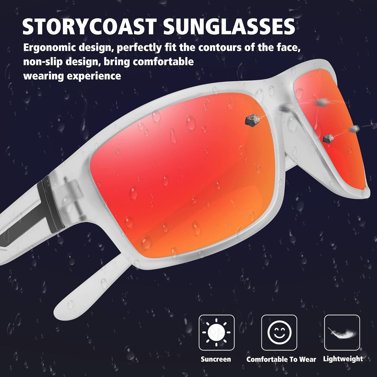 STORYCOAST Polarized Sports Sunglasses for Men Women Unbreakable Frame Cycling Fishing Driving