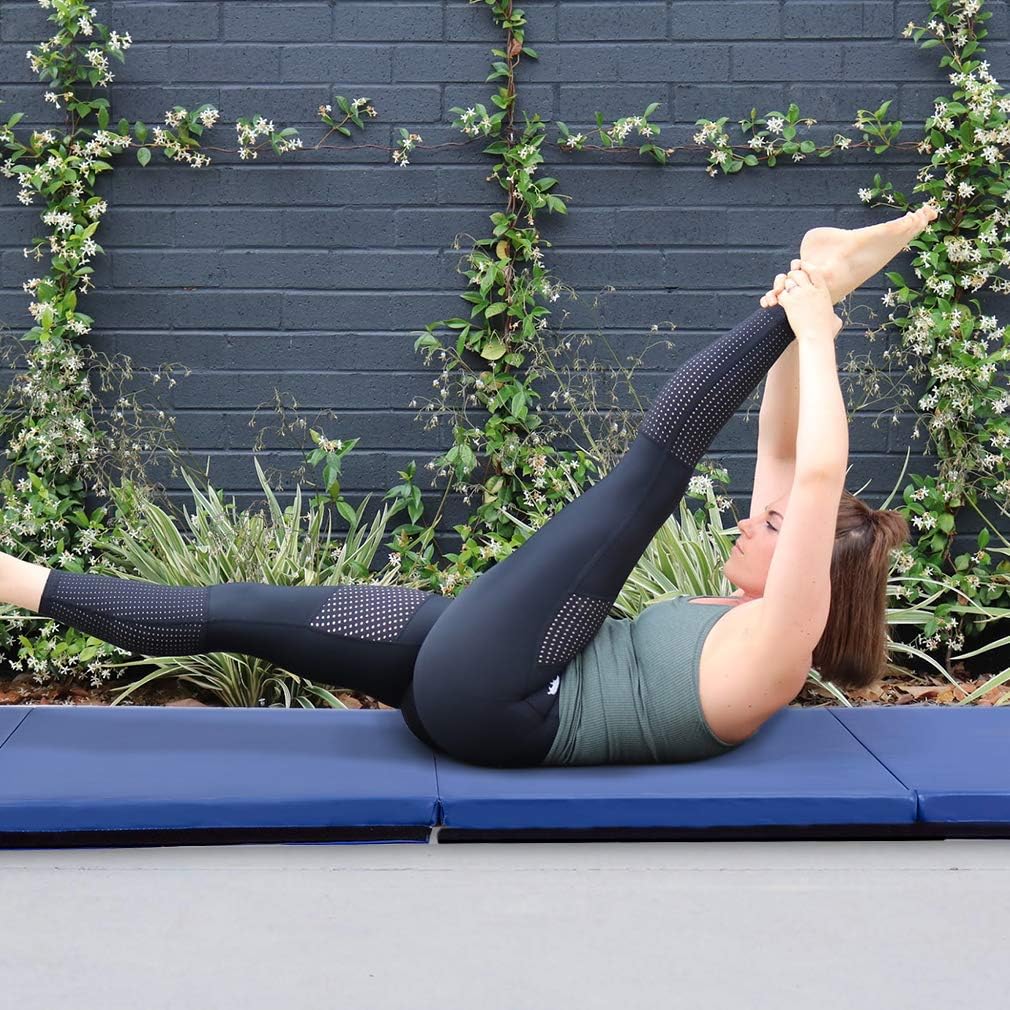 Gymnastics Tumbling Mats Portable Gymnastics Mat Foldable Tumbling Mat 2'x6'/4'x8' PU Leather Exercise Mat Yoga Mat with Carrying Handles for home Workout outdoor Yoga Gymnastics