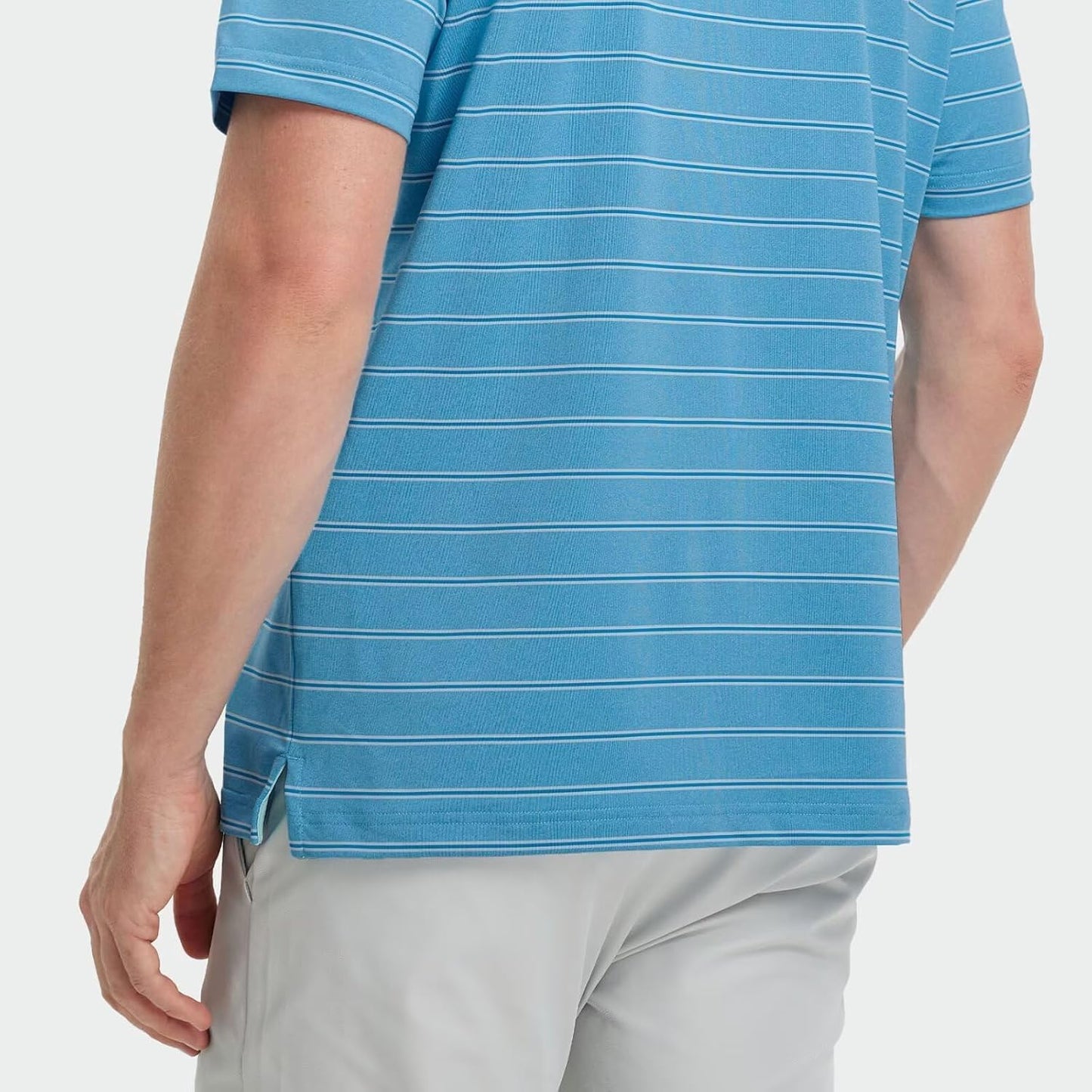 M MAELREG Golf Shirts for Men Moisture Wicking Striped Polo Performance Dry Fit Business Sports Mens Polo Shirts Short Sleeve