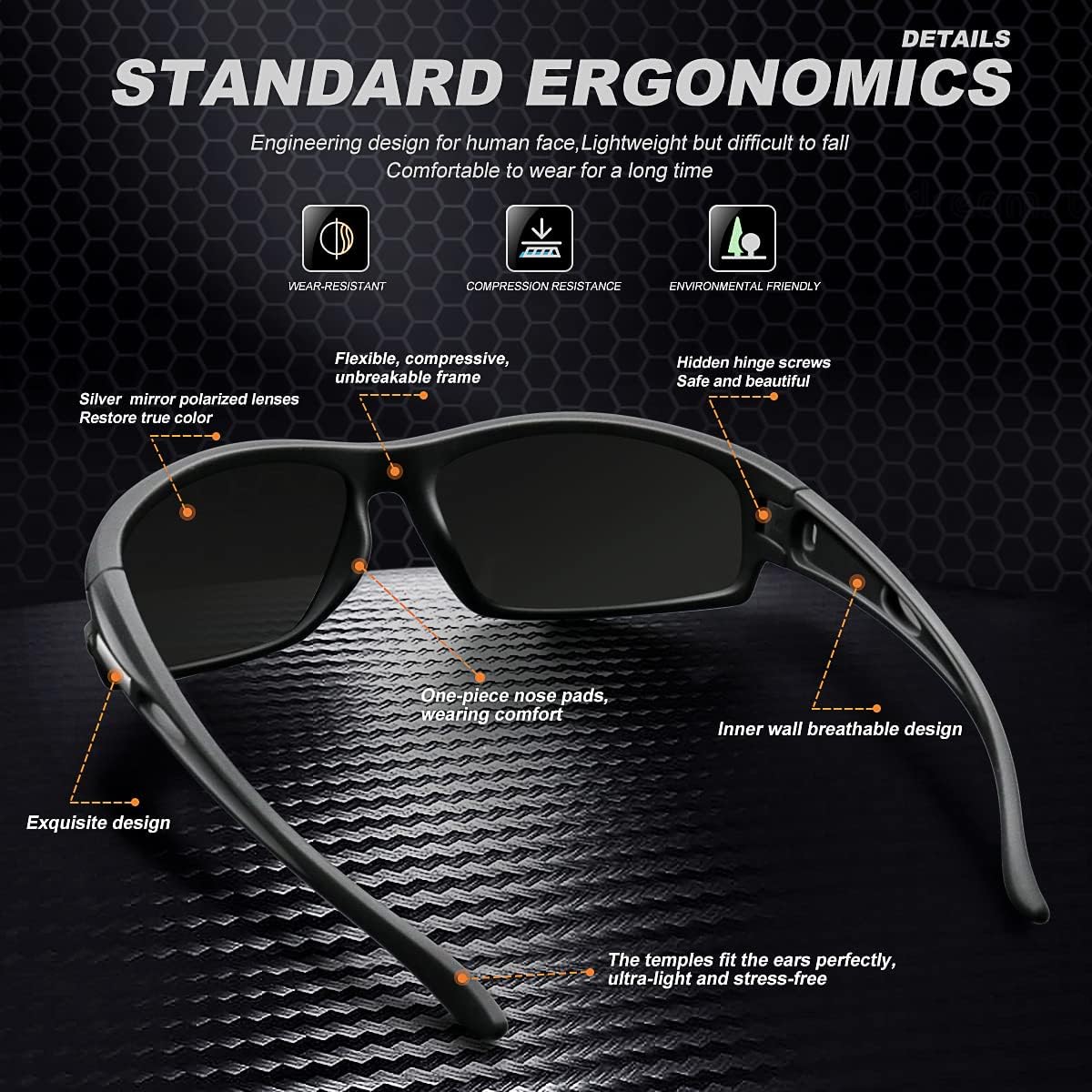 Polarized Sports Sunglasses for Men 100% UV Protection Wrap Around Unbreakable Sun Glasses for Fishing Driving