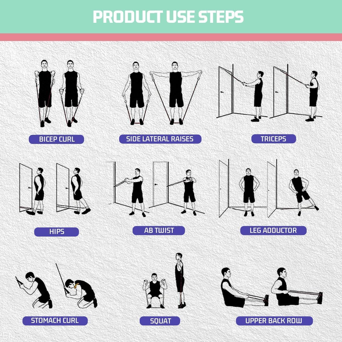 VEICK Resistance Bands, Exercise Bands, Workout Bands, Resistance Bands for Working Out with Handles for Men and Women, Exercising Bands for Fitness Weights Work Out at Home