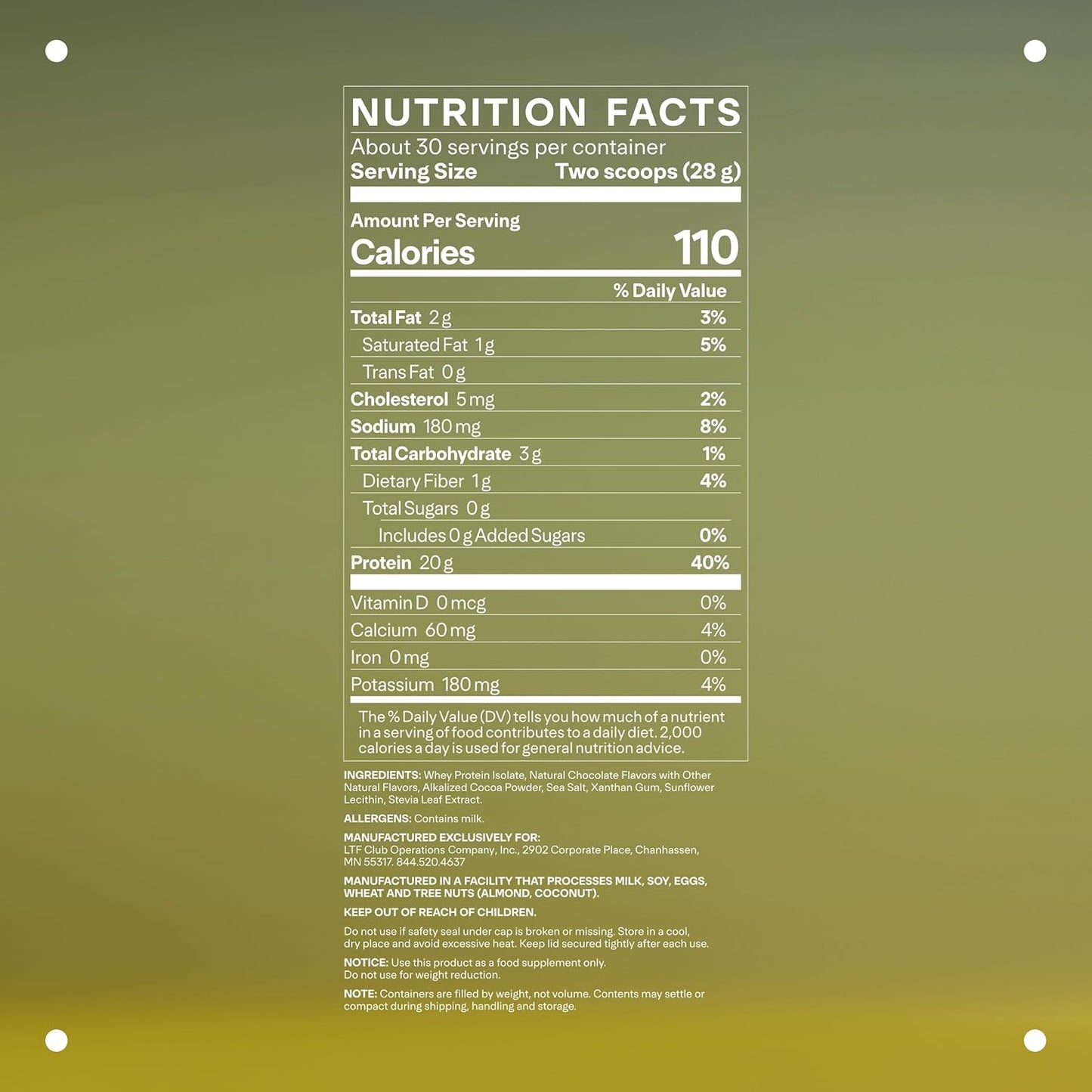 LTH Flex Whey Protein Isolate - Trusted by Life Time Fitness Members - Lactose-Free Protein Powder - for Post-Workout Recovery - Low Fat, No Sugar & Low Carb - Chocolate, 30 Servings