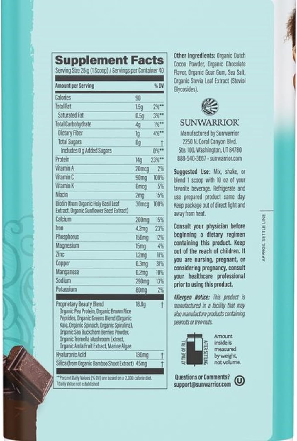 Vegan Collagen Protein Powder for Women Silica Plant Based Collagen Powder Chocolate Flavor Vegan Hair Skin and Nails Vitamins Non-GMO No Added Sugar Soy Dairy & Gluten Free (Chocolate, 40 Servings)