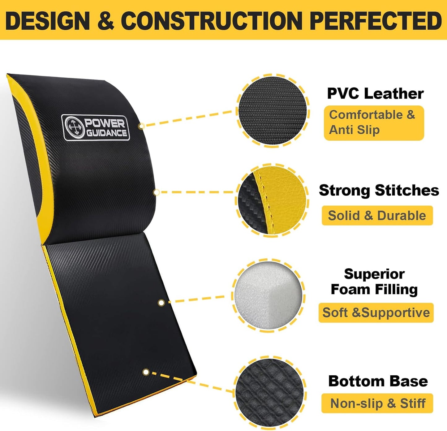 POWER GUIDANCE Ab Exercise Mat - Sit Up Pad - Abdominal & Core Trainer Mat for Full Range of Motion Ab Workouts