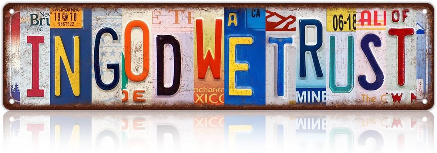 Vintage In God We Trust Wall Decor Street Signs Metal Tin Signs 16 x 4 Inches