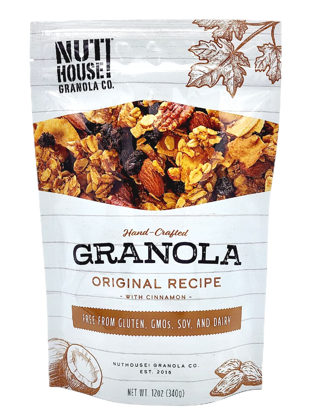 NutHouse! Granola Company - Premium Original Recipe Granola | Certified Gluten-Free, Non-GMO, Kosher | Vegan, Soy-Free | 12 oz. Bag (1-Pack)