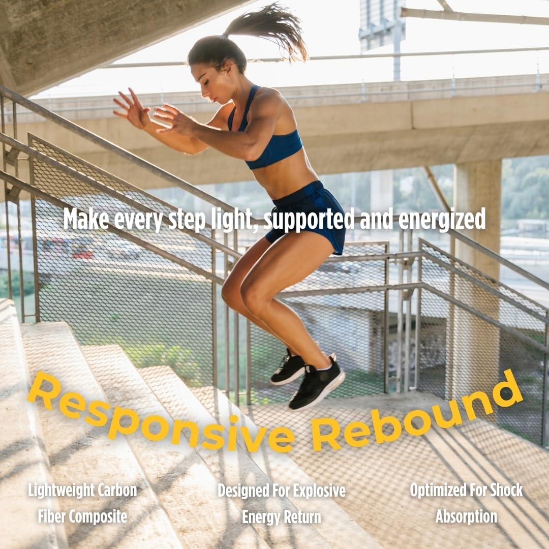 VKTRY Silver Performance Insoles, Carbon Fiber Composite Inserts for Everyday & Active Lifestyle - Lightweight, Comfortable, Structured Arch Support, Shock Absorption, Energy-Return, Anti-Fatigue