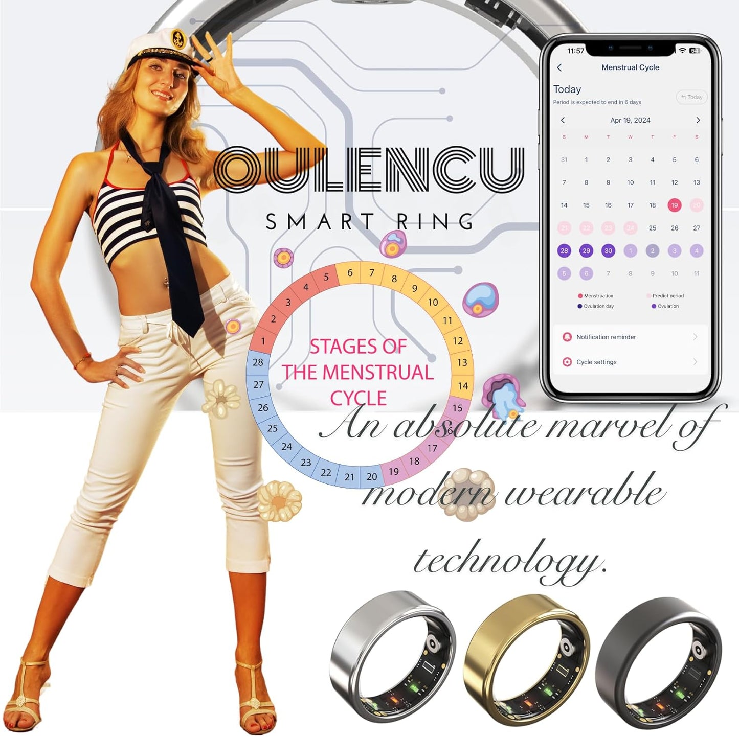 2025 Smart Ring for Women Men, Sleep Tracker Ring, Fitness Smart Ring, Activity Tracker,Sleep Monitor, Stress/Heart Rate/Women's Calories Steps Tracking-No APP Subscription (Gold, #11-64.6mm/2.54")