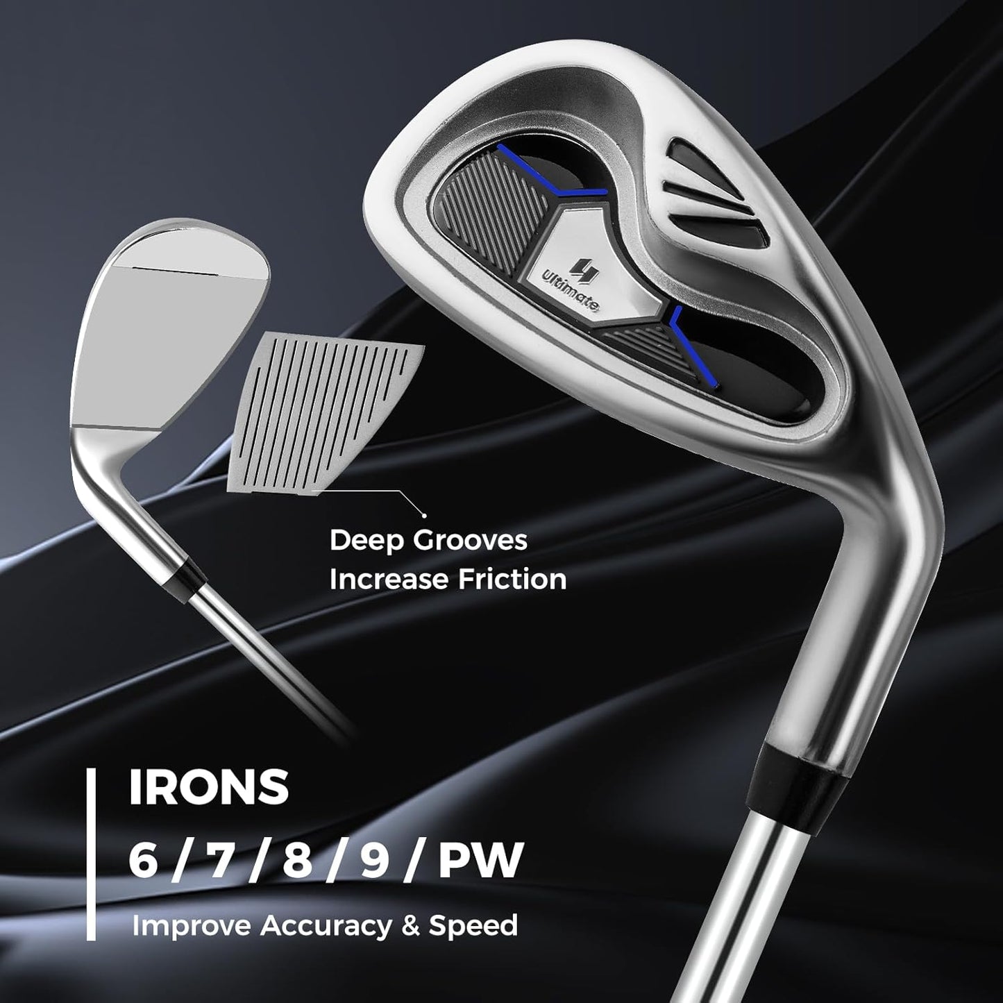 ULTIMATE Men's Complete Golf Club Set – Right-Handed, 9/11-Piece Full Set Including 460cc #1 Driver, #3 Fairway Wood, Hybrid, #6, #7, #8, #9, #P Irons, and a Precision Putter