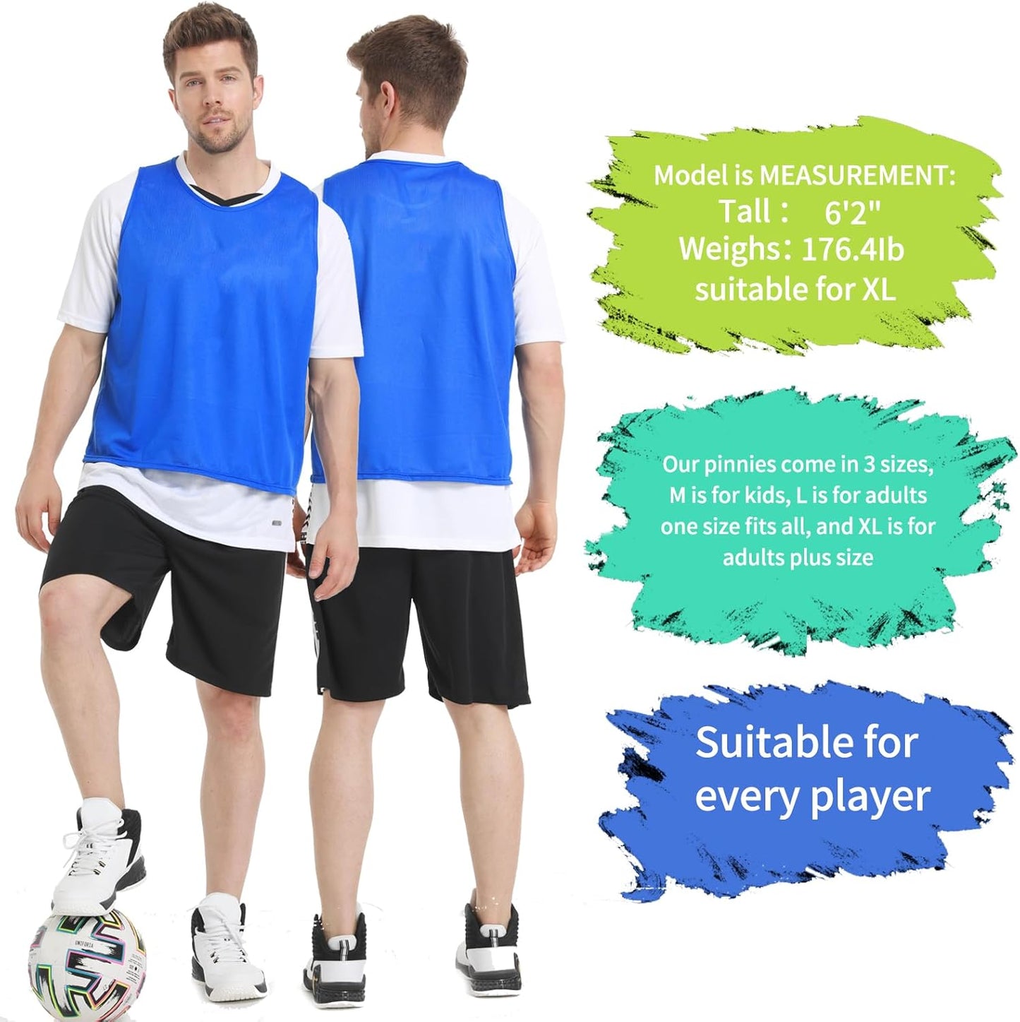 12/24/48PCS Pinnies Youth Team Pennies for Sports Kids and Scrimmage Vests for Soccer Basketball Jersey Practice