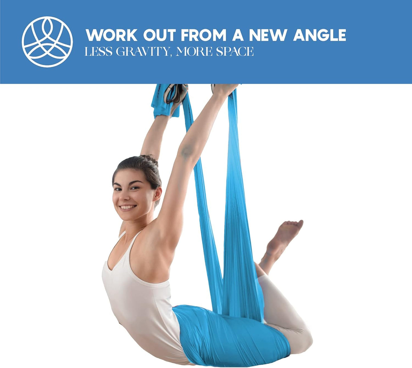 Aerial Silk Yoga Hammock & Swing for Home, Inversion Exercises, Starter Kit for All Levels - Durable with Extension Straps, Carabiners, and Pose Guide