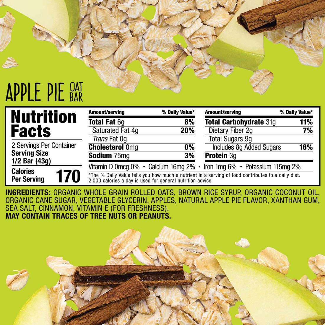 Bobo's Oat Bars, Apple Pie, 3 oz Bar (12 Pack), Gluten Free Whole Grain Snack and Breakfast Bar