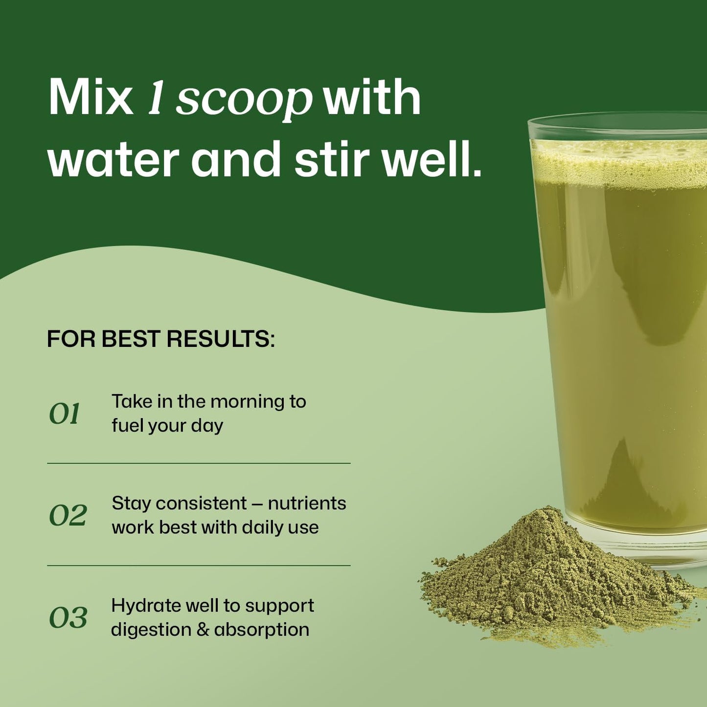 ColonBroom Superfood Greens Powder Supplement | Super Greens Juice Powder with Probiotics, Prebiotics, Spirulina & Chlorella | Natural for Energy, Immunity, Digestion & Detox Support | 56 Servings