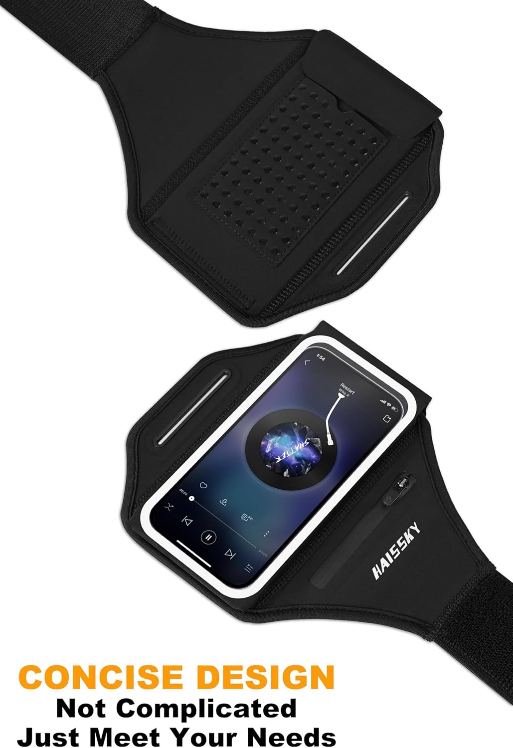 Running Armband with Earphone Bag Cell Phone Armband for iPhone 16 15 Pro 14 Plus 13 11 XR XS, Galaxy S24/S10 Water Resistant Sports Phone Holder Case & Zipper Slot Car Key Holder for 6.9 inch Phone