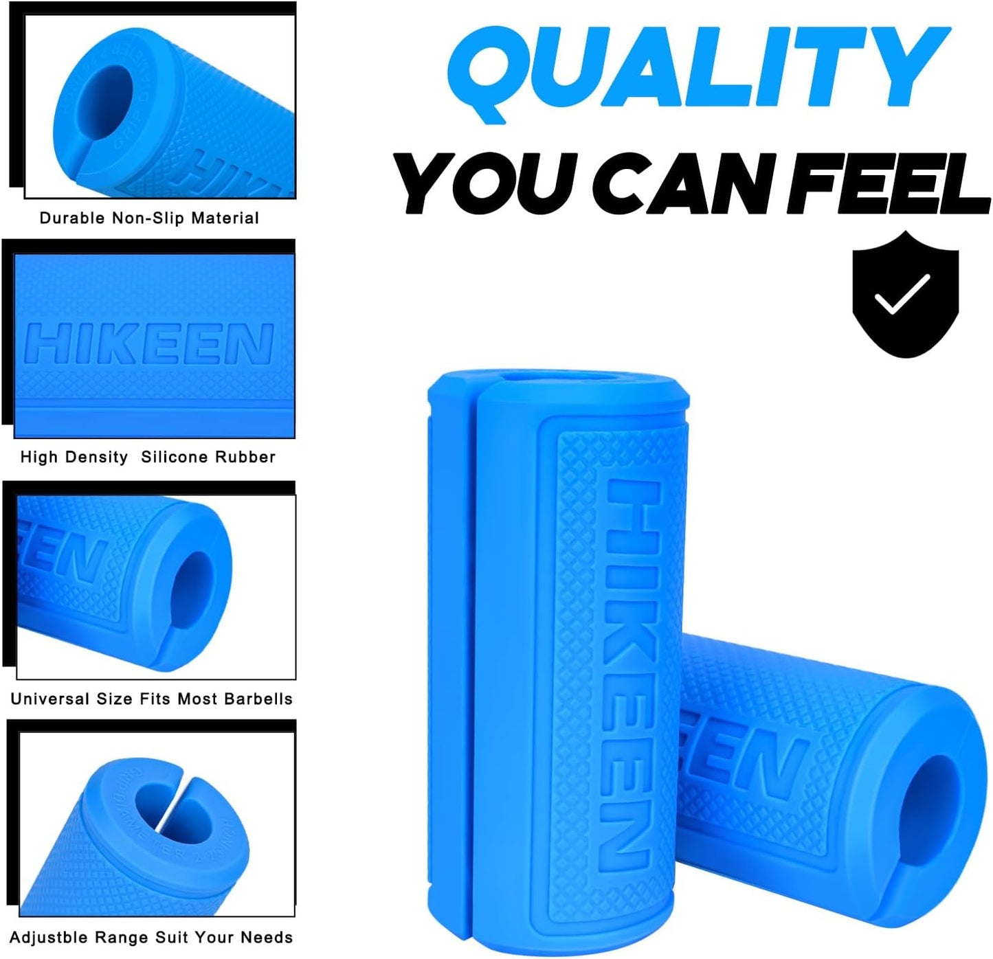 Hikeen Thick Bar Dumbbell Grips,Non Slip Hard Rubber Barbell Grips,Grips for Weight Lifting, Muscle Building-1.77", 2", 2.25" & 2.75" Outer Diameter