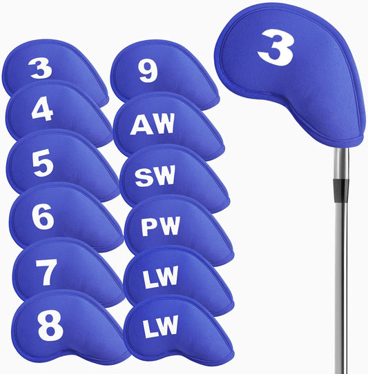 Golf Club Covers Set Neoprene Protector for Irons Value 12 Pack, Headcover Number Universal Head Cover Fit Main Irons Clubs Accessories for Women Men