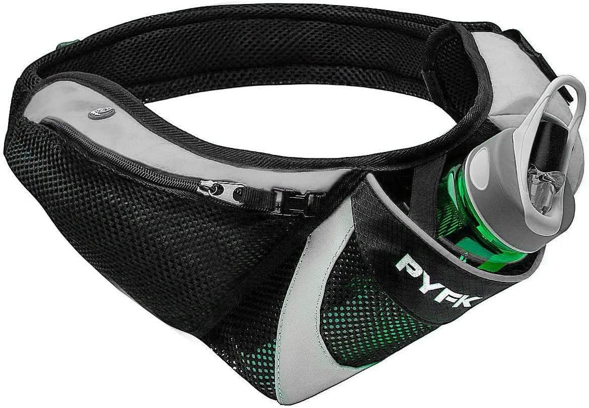 PYFK Running Belt Hydration Waist Pack with Water Bottle Holder for Men Women Waist Pouch Fanny Bag Reflective