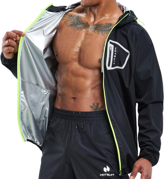 HOTSUIT Sauna Suit Men Anti Rip Boxing Sweat Suits Exercise Workout Jacket