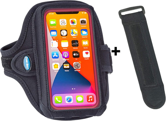 Tune Belt AB92EX3 Running Armband for iPhone 16/15/14/13 Pro Max, Plus, Galaxy Ultra/Plus/Note – Fits Large Phone with Large Case, Phone Holder Includes EX3 Strap Extender for XL Biceps (Black)
