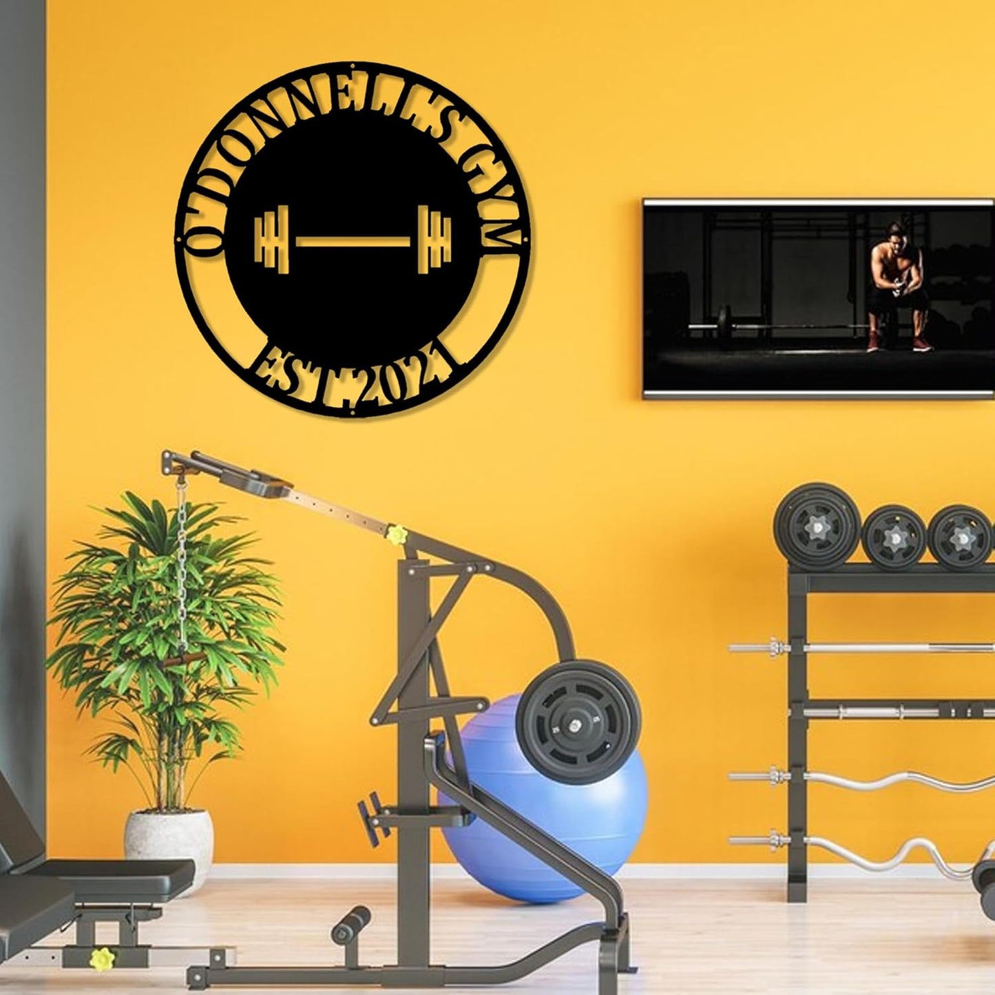 Luxury Personalized Home Gym Metal Sign, Gym Decor, Workout Room Sign
