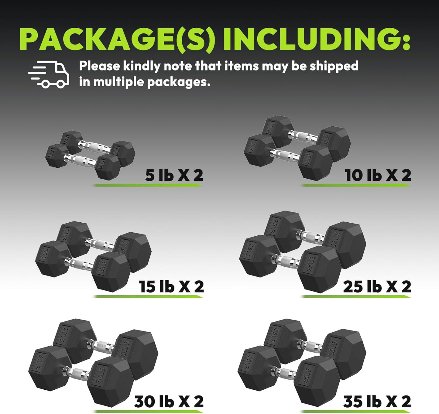 Hex Dumbbell Set, 45-400 lb Set Rubber Encased Exercise & Fitness Dumbbells, Weights Dumbbells Set, Hand Weight for Strength Training