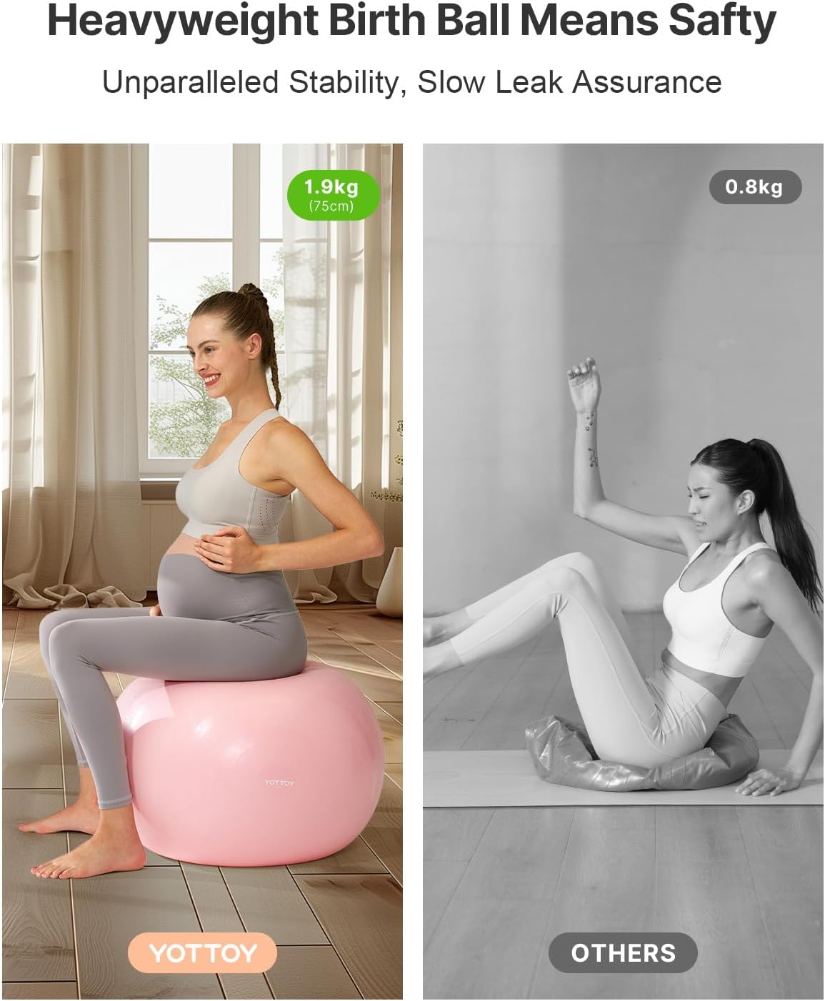 YOTTOY Pregnancy Ball - 1.8mm Thick Birthing Ball for Maternity Physio and Birth Preparation, Yoga and Exercise for Pregnancy - Includes Pump