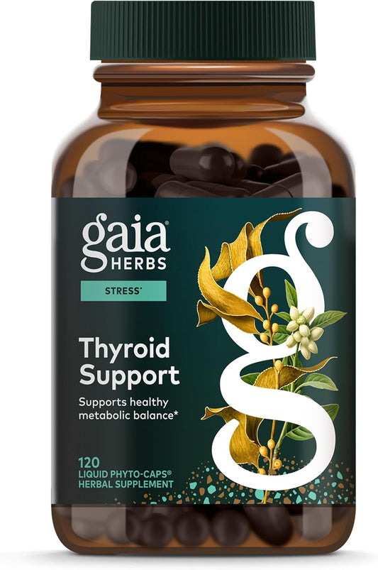 Gaia Herbs Thyroid Support - Made with Ashwagandha, Kelp, Brown Seaweed, and Schisandra to Support Healthy Metabolic Balance and Overall Well-Being - 120 Vegan Liquid Phyto-Capsules (40-Day Supply)