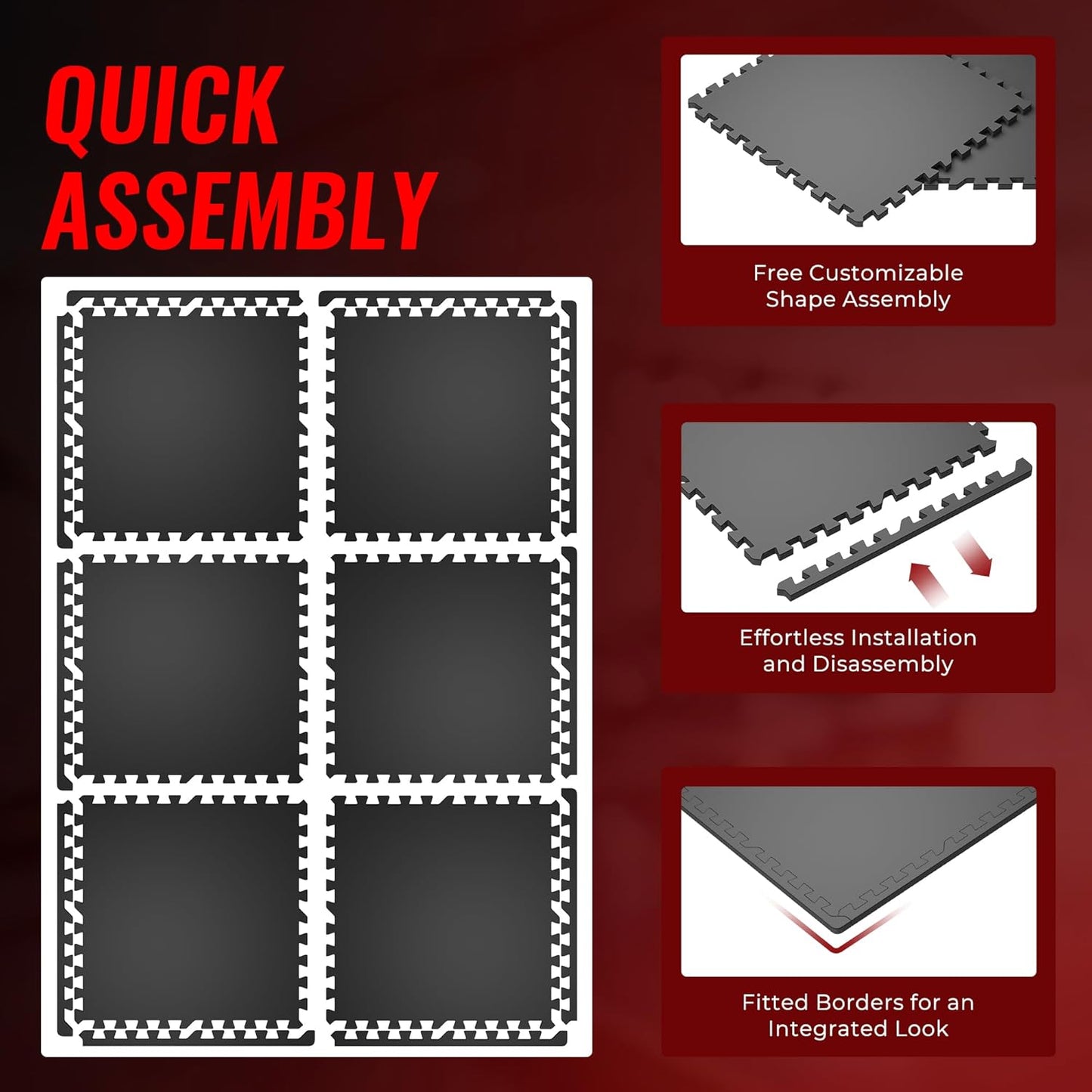 SUPERJARE 0.79 Inch Gym Flooring for Home Gym, Exercise Equipment Mats with Rubber Top, Interlocking Rubber Floor Tiles for Home Gym and Fitness Room, Protective Flooring Mat