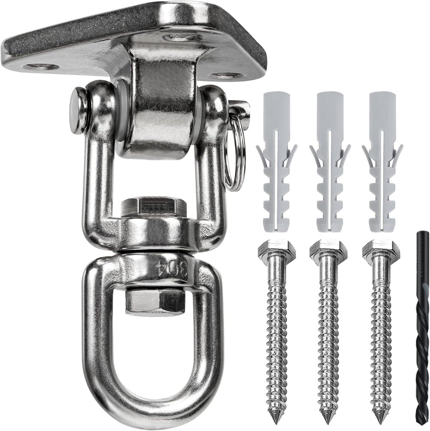 Stainless Steel Swing Hanger Heavy Duty 180°+360° Swivel Swing Hook Swing Hardware Kit for Yoga Swing Hammock Chair Porch Swing Sets Heavy Punching Bag 1500 LB Capacity