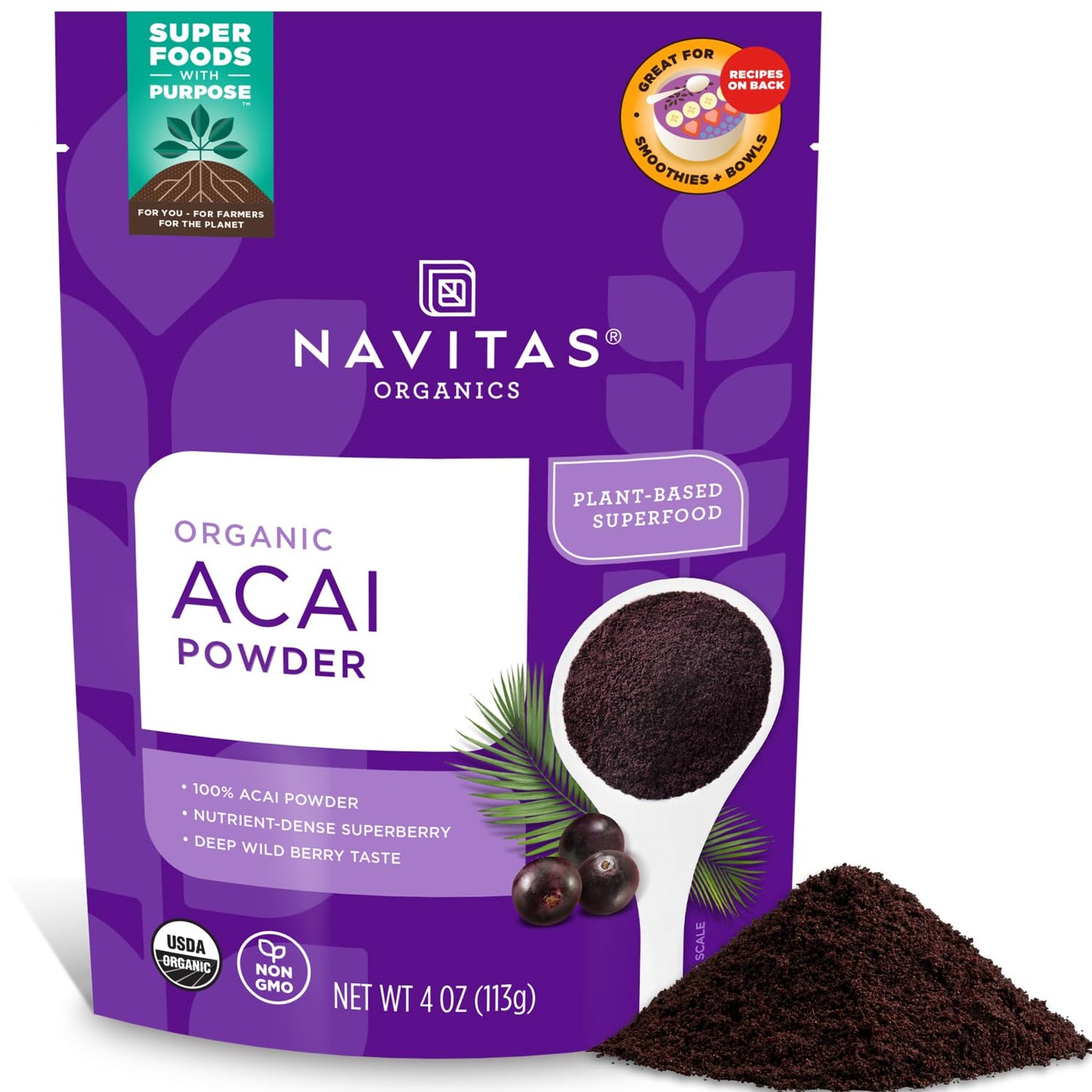 Navitas Organics Acai Powder, 4oz. Pouch, 38 Servings
