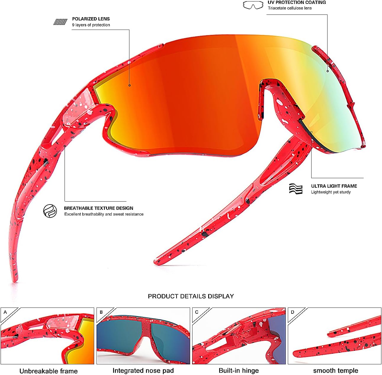 Kids Baseball Sunglasses for Boys Girls Youth Softball Cycling Sports Sunglasses UV400 Protection Age 5-12