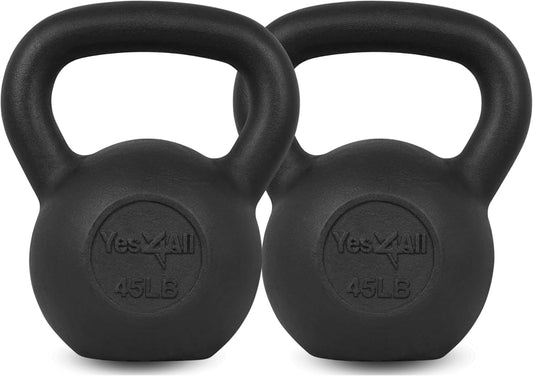 Yes4All 5-80 lbs Cast Iron Kettlebell for Dumbbell Weights Exercises, Gym, Full Body Home Workout Equipment, Push up, Grip and Strength Training