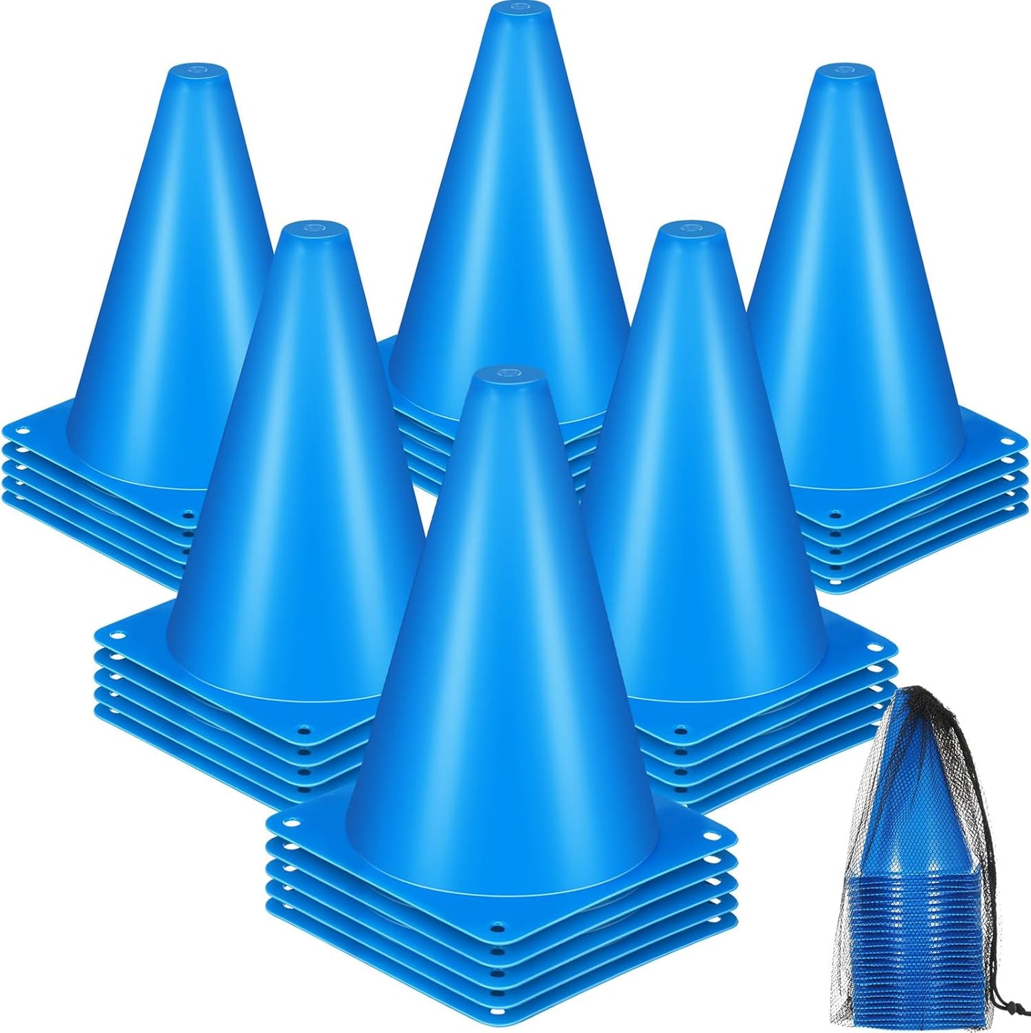 Syhood 30 Pack 7 Inch Plastic Traffic Cones Sports Training Agility Marker Mini Cones for Soccer, Skating, Football, Basketball, Indoor and Outdoor Games Sports Practice Equipment