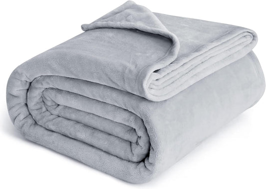 Bedsure Fleece Bed Blankets Full Size Light Grey - Soft Lightweight Plush Fuzzy Cozy Luxury Blanket Microfiber, 84x90 inches