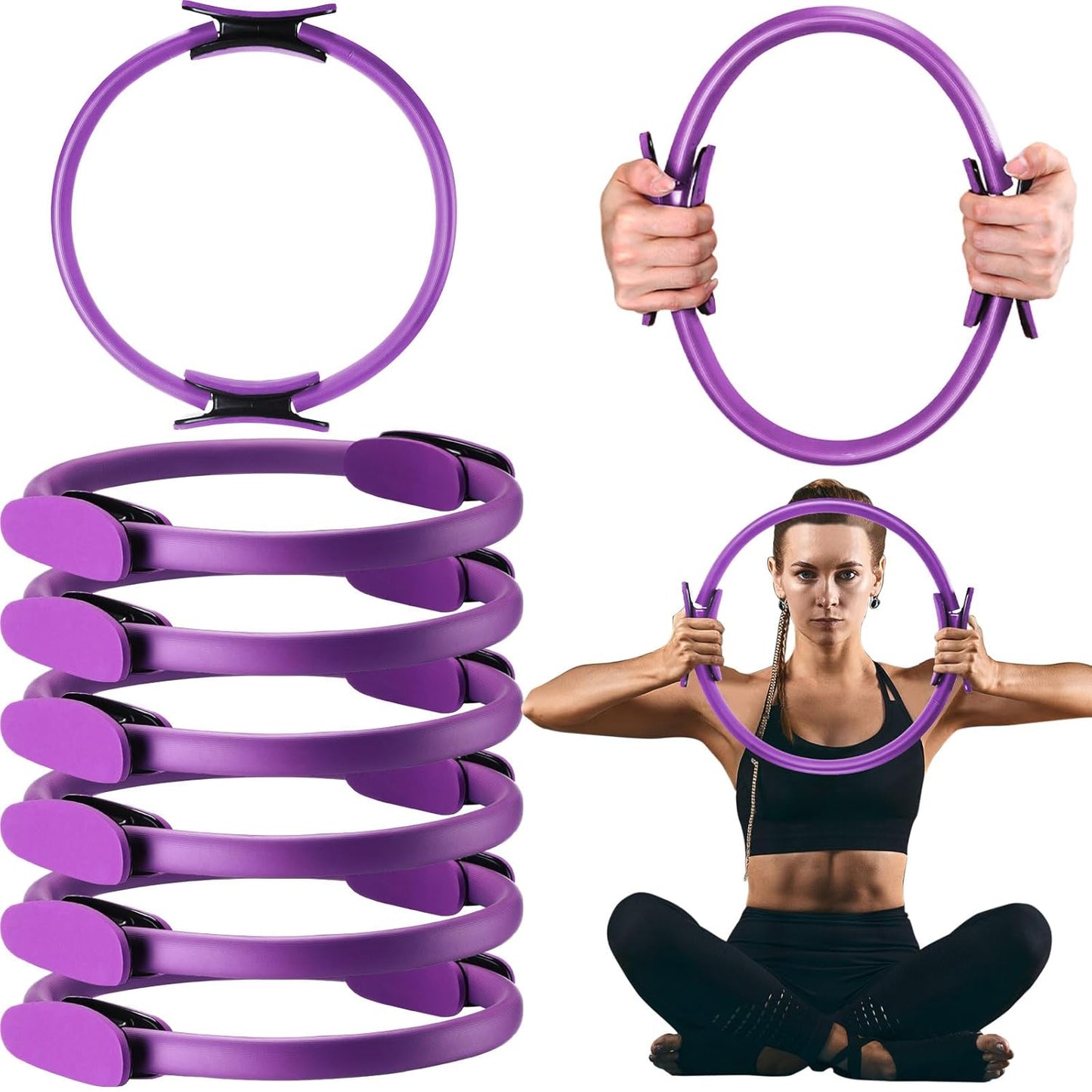 Syhood Pilates Ring 11. 81 Inch Pilates Circle Yoga Ring Magic Lightweight Flexible Workout Equipment for Fitness Physical Therapy Resistance Exercise Arms Legs