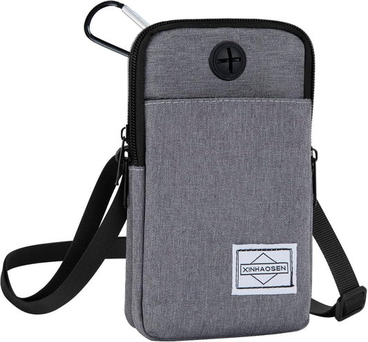 Cell Phone Purse Waist Pack Bag Travel Crossbody Bag Wristband Sport Armband Wallet with Removable Shoulder Strap (Light Grey)