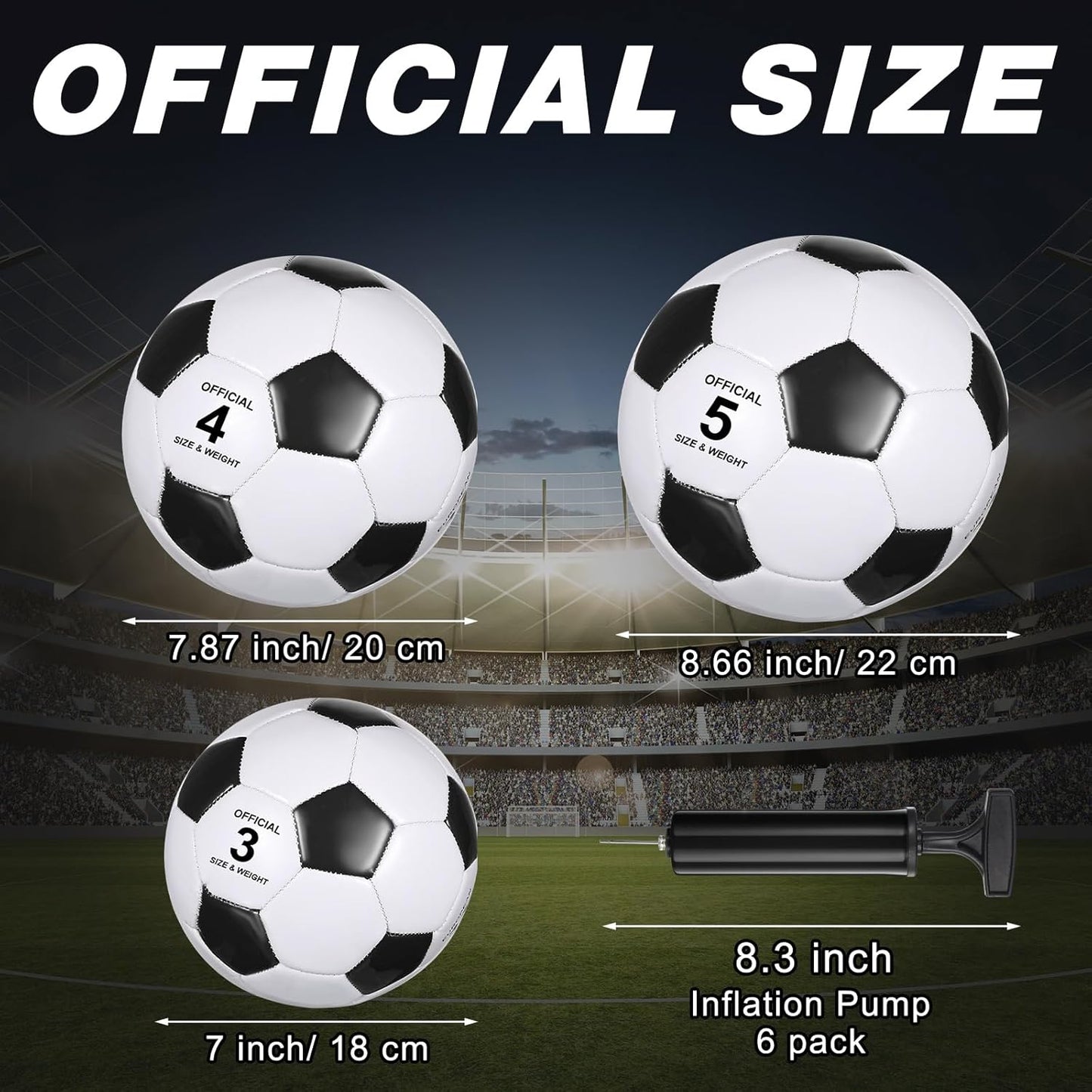 6 Pcs Operation Christmas Soccer Ball Bulk with Pump Needles, Size 3 4 5 Deflated Soccer Ball Gift for Youth Adult Game Training Practice Christian Charity Donation Supplies