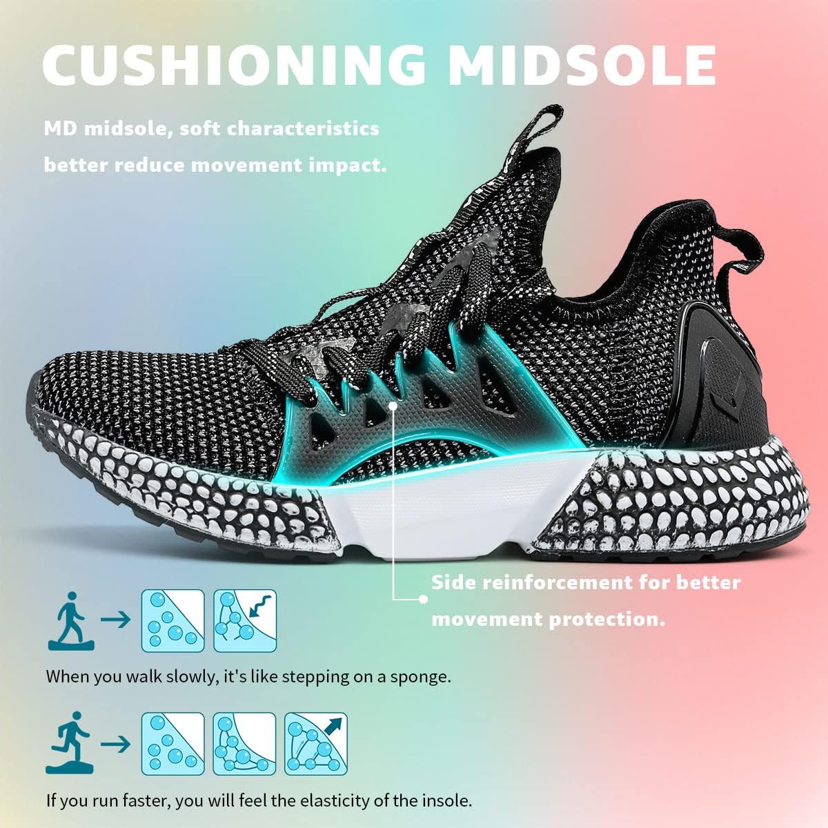 WETIKE Boy's Shoes Mesh Slip on Lightweight Running Sneakers