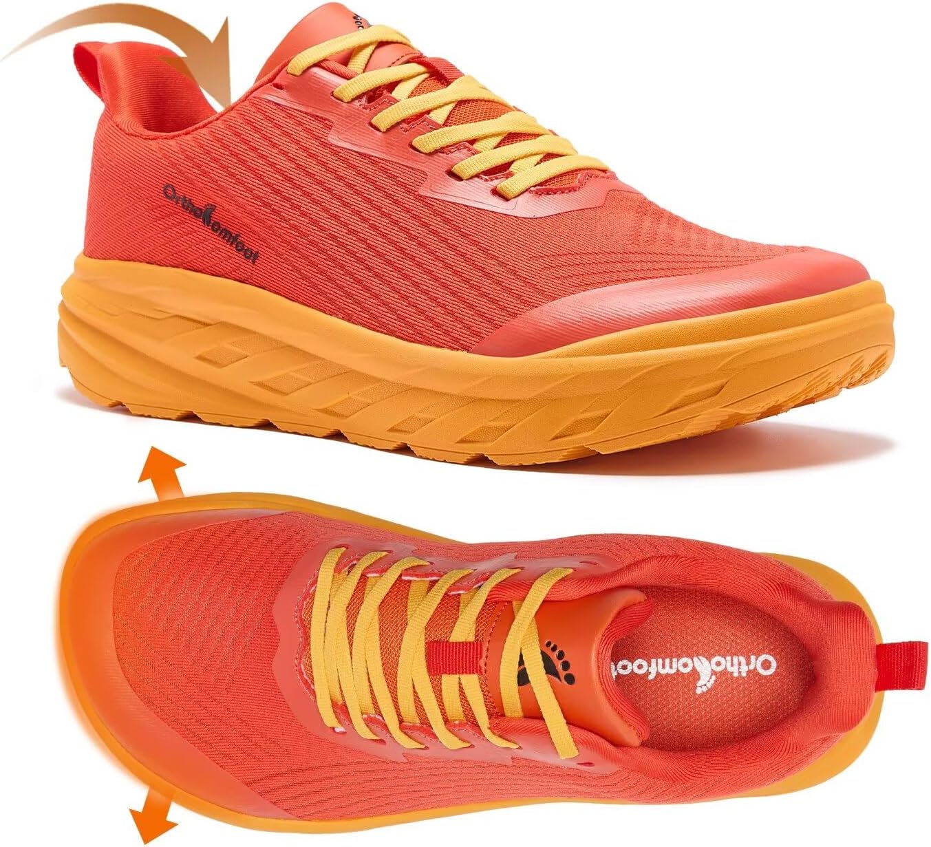 OrthoComfoot Orthopedic Diabetic Men's Wide Shoes: Comfortable Arch Support Running Sneakers, Plantar Fasciitis Wide Toe Box Work Tennis Outdoor Walking Shoes for Swollen Feet, Heel Pain