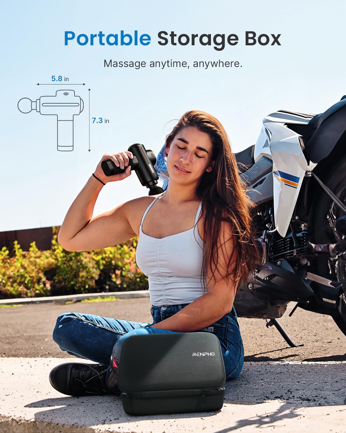 RENPHO Active Massage Gun Deep Tissue, Percussion Handheld Muscle Massager for Body Neck Pain Relief, Portable Electric Mini Back Massagers with Carry Case for Athletes Men Women