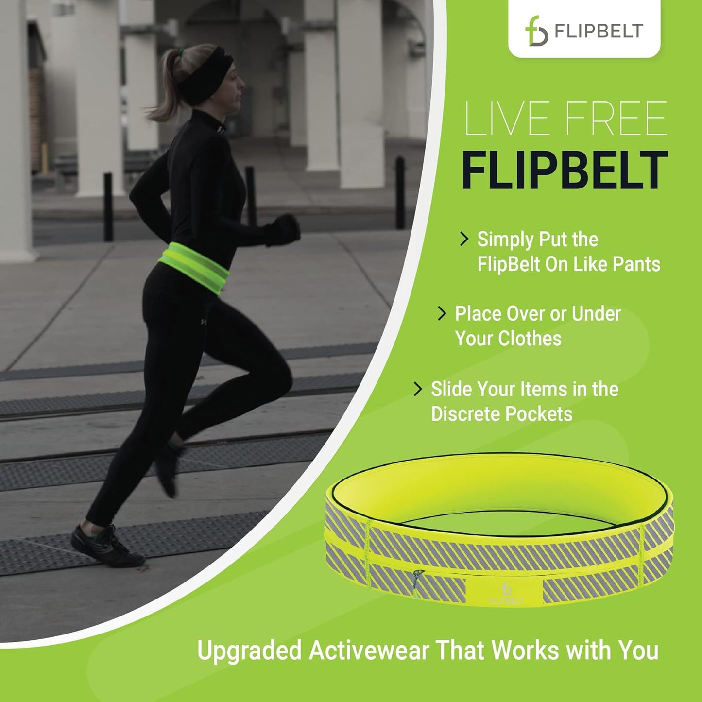 FlipBelt Zipper Running Belt, Waist Pack for Fitness and Running, US Company