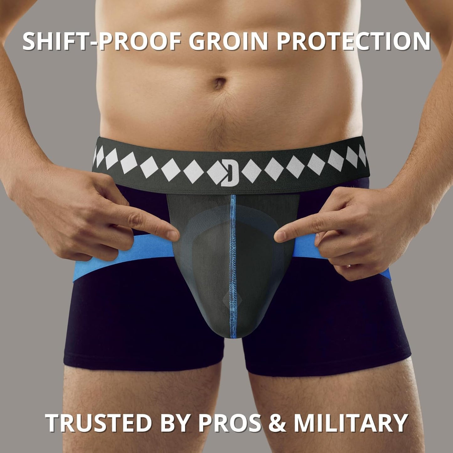 Diamond MMA Four-Strap Jock Strap Supporter with Built-in Athletic Cup Pocket for Sports