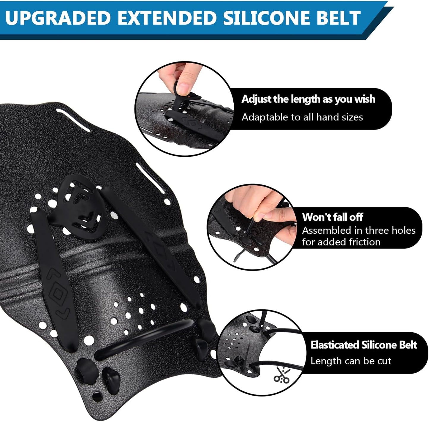 Hikeen Swim Paddle Hand for Adult and Junior, Swim Training Hand Paddles with Adjustable Straps, Swimming Hand Paddles for Training