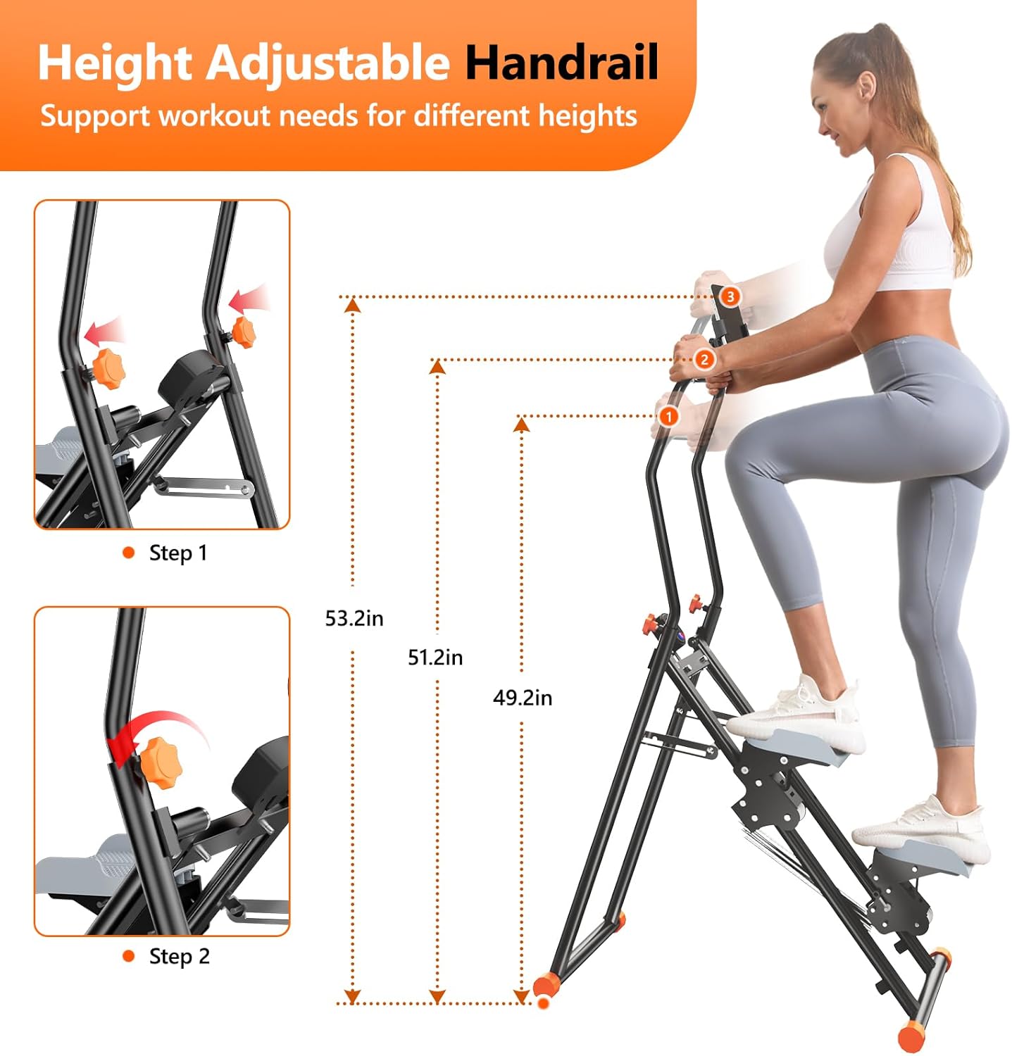 Stair Stepper with Adjustable Resistance for Home Cardio Workout,Upgraded Vertical Climber Machine Full-Body Workout,Compact Folding Exercise Climber, Adjustable Handlebar & Pedals