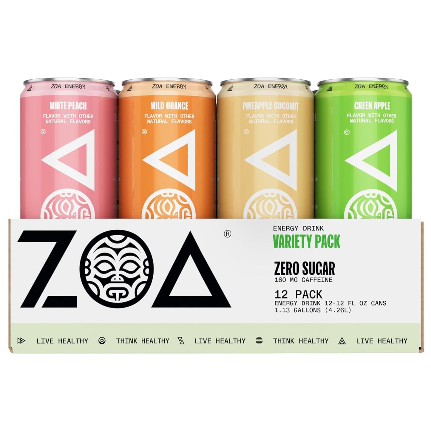 ZOA Zero Sugar Energy Drinks, Remix Variety Pack - Sugar Free with Electrolytes, Healthy Vitamin C, Amino Acids, Essential B-Vitamins, and Caffeine from Green Tea - 12 Fl Oz (Pack of 12)