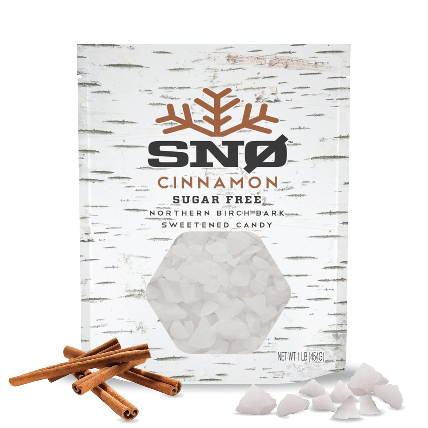 Cinnamon KETO Xylitol Candy Chips - SNØ 1LB Bag - Sugar-Free Candy With Only 2 Ingredients | Low Carbs, Diabetic-Friendly, Non-GMO, Vegan, GF & Kosher | Purest candy in the world!